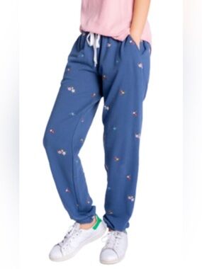 PJ Salvage ditsy floral banded sweatpants embroidered flower